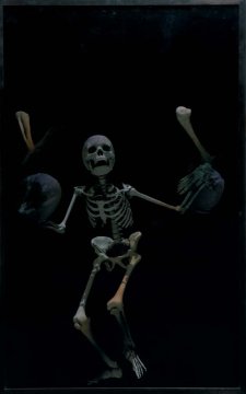 Juggling Skeleton Lenticular (white on black)